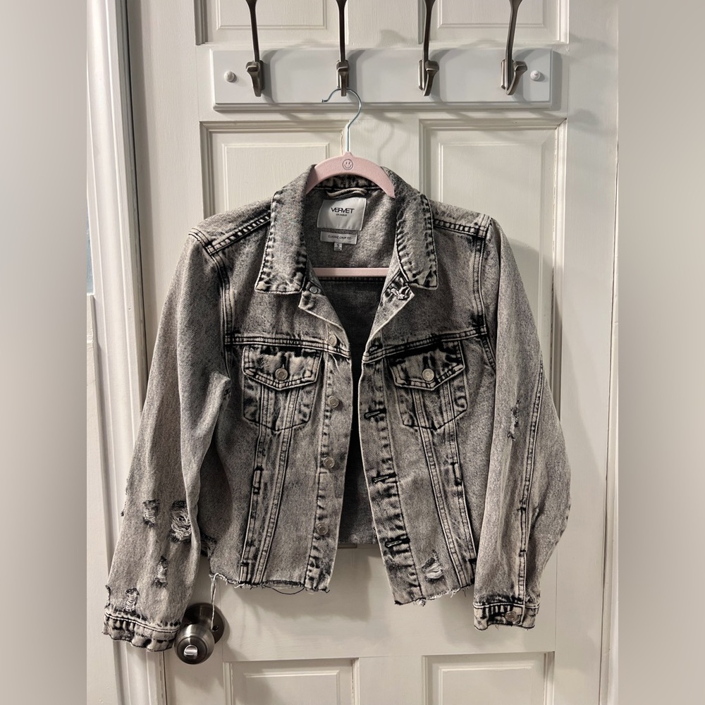 Washed out black denim jacket